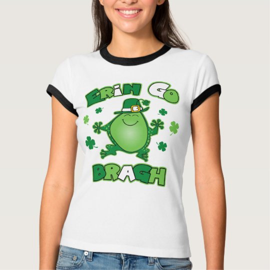 Irish Frog Erin Go Bragh Ladies Ringer T-Shirt