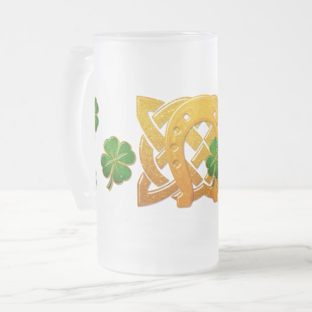 Irish Fun 3D Whimsey 2 Frosted Glass Beer Mug (Front Left)
