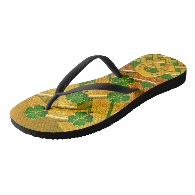 Irish Fun 3D Whimsey  Flip Flops (Angled)