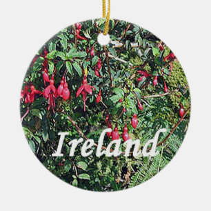 Irish Fushia Christmas Ornament, Nollaig Shona Dui Ceramic Tree Decoration