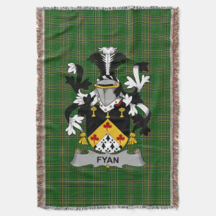 Irish Fyan or Faghan Coat of Arms Family Crest Ir Throw Blanket
