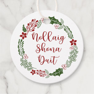 Irish Gaelic Merry Christmas, Custom Favour Tags