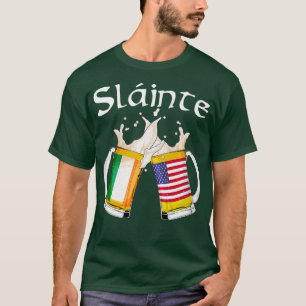 Irish Gaelic Slainte American Flag Beer St Day T-Shirt