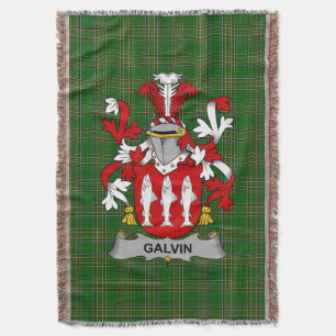  Irish Galvin or O_Galvin Coat of Arms Family Cres Throw Blanket