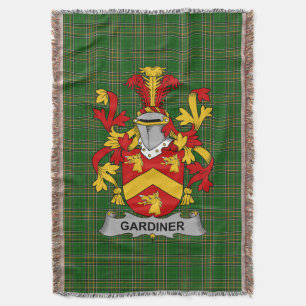 Irish Gardiner Coat of Arms Family Crest Ireland Throw Blanket