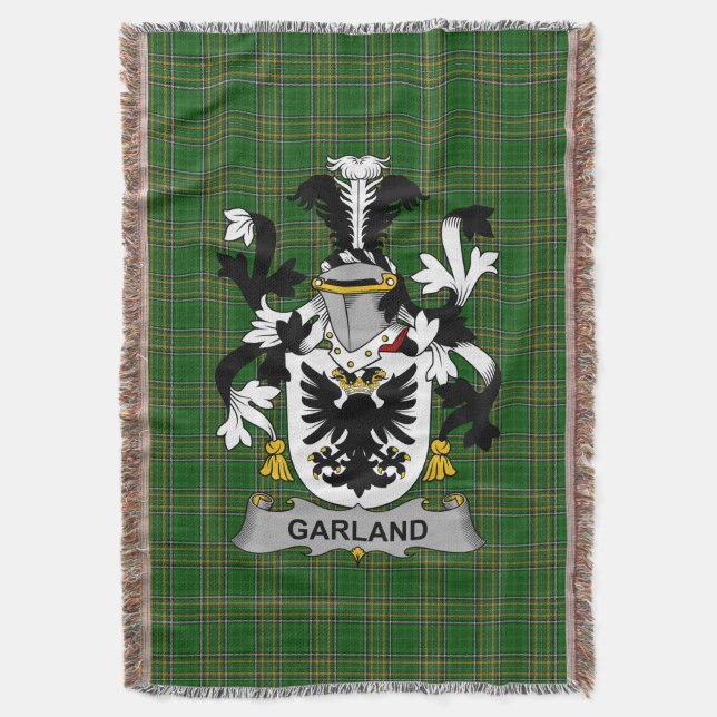  Irish Garland or McGartland Coat of Arms Family C Throw Blanket (Front Vertical)