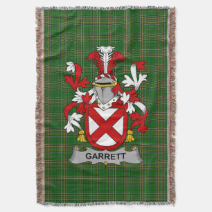 Irish Garrett Coat of Arms Family Crest Ireland Throw Blanket