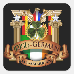Irish German All-American Square Sticker