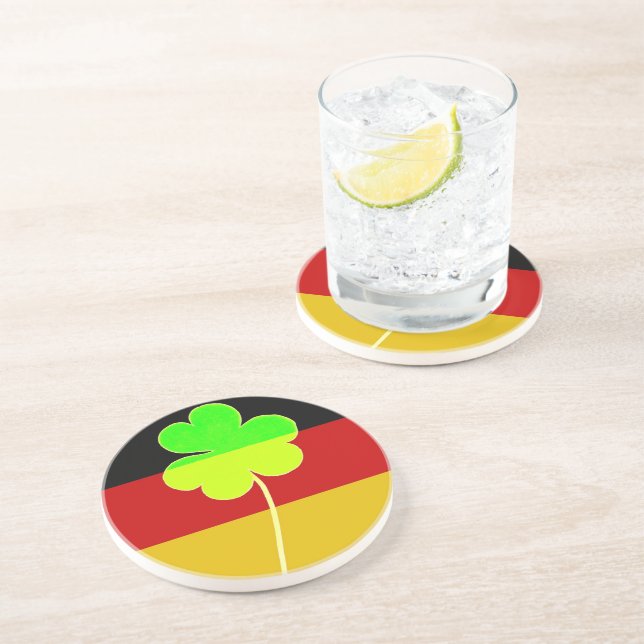 Irish German Flag Shamrock Clover St. Patrick Fun Coaster (Side)
