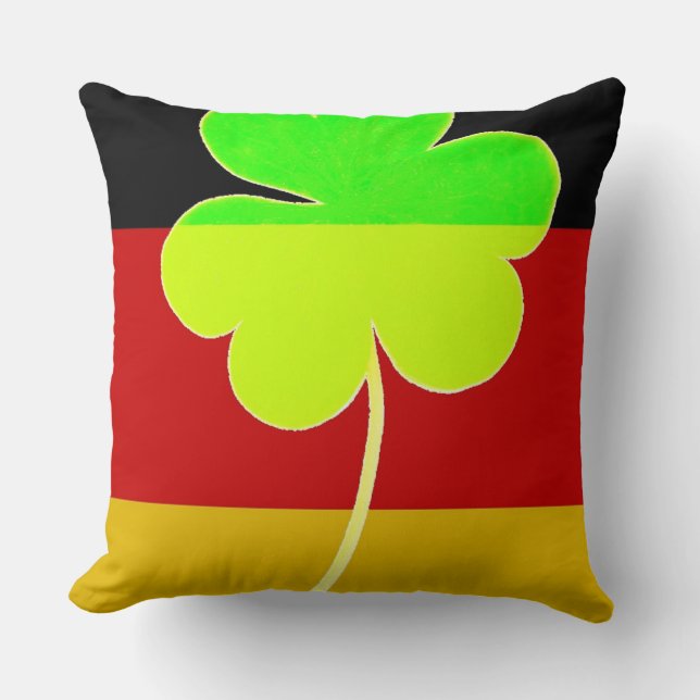 Irish German Flag Shamrock Clover St. Patrick Fun Cushion (Front)