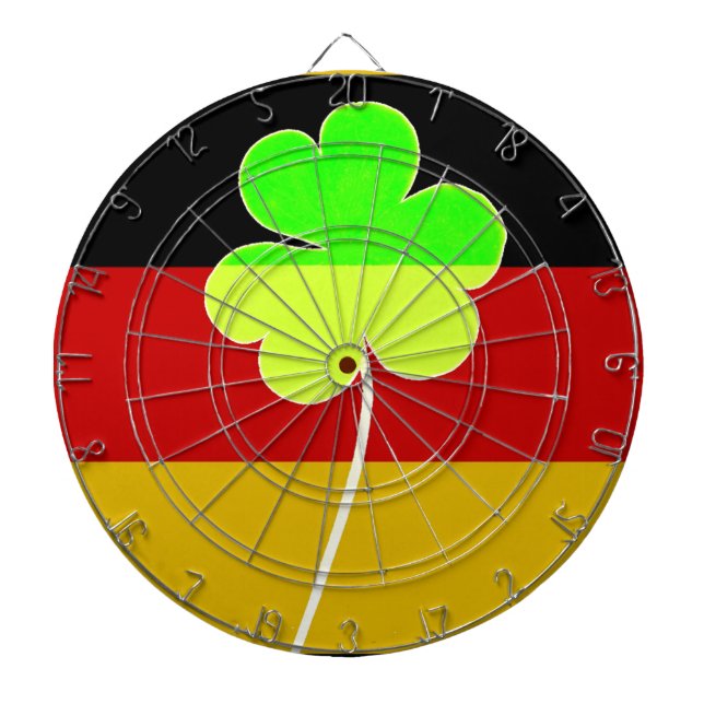 Irish German Flag Shamrock Clover St. Patrick Fun Dartboard (Front)