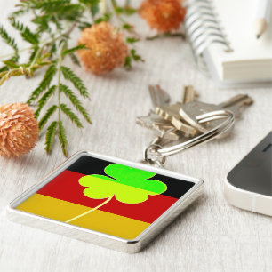 Irish German Flag Shamrock Clover St. Patrick Fun Key Ring