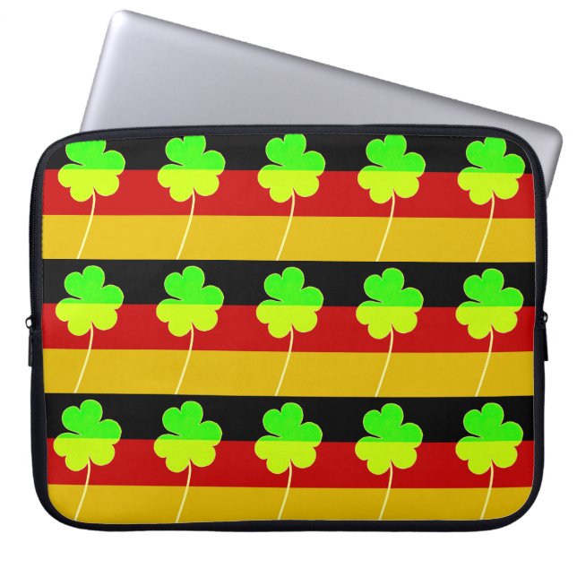 Irish German Flag Shamrock Clover St. Patrick Fun Laptop Sleeve (Front)