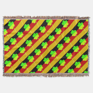 Irish German Flag Shamrock Clover St. Patrick Fun Throw Blanket
