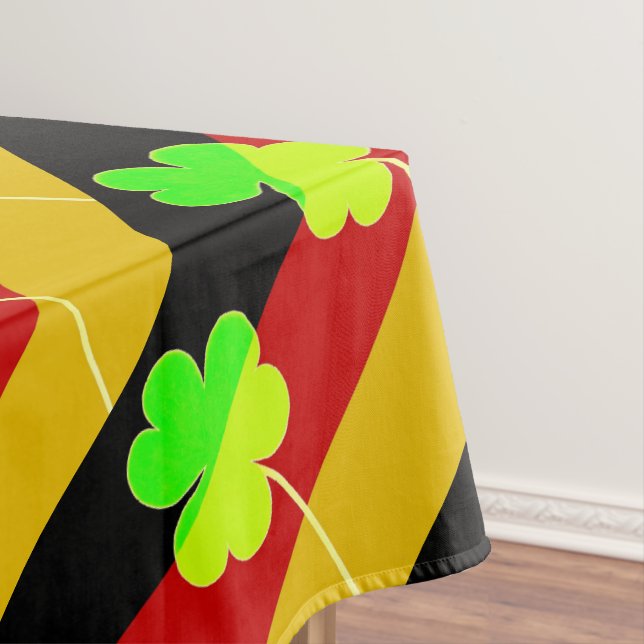 Irish German Flag Shamrock Clover St. Patrick Tablecloth (In Situ)