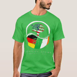 Irish German Roots  American Grown with Flag  T-Shirt