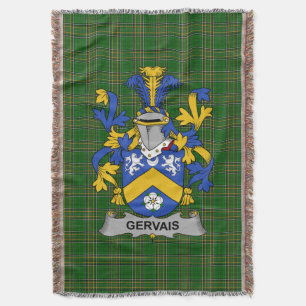 Irish Gervais Coat of Arms Family Crest Ireland Throw Blanket