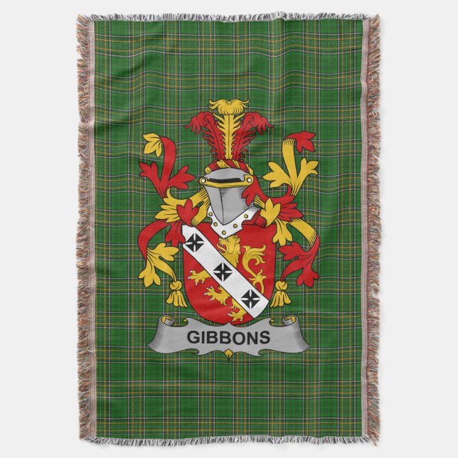  Irish Gibbons or McGibbons Coat of Arms Family Cr Throw Blanket (Front Vertical)