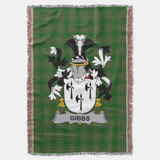  Irish Gibbs Coat of Arms Family Crest Ireland Throw Blanket (Front Vertical)