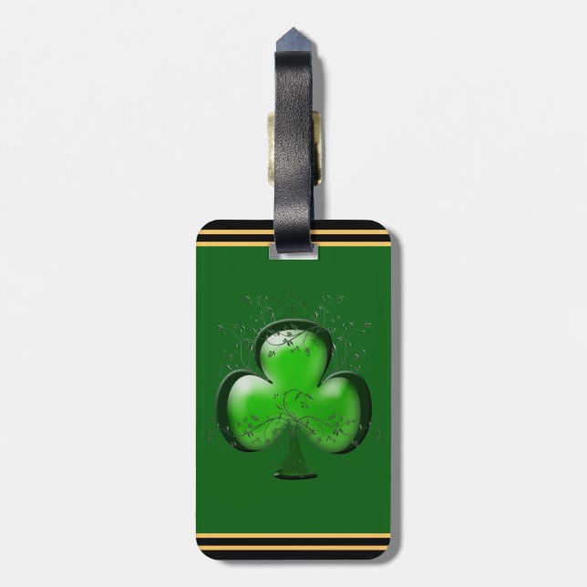 Irish Gift Shamrock Green Custom Personalised Luggage Tag (Back Vertical)