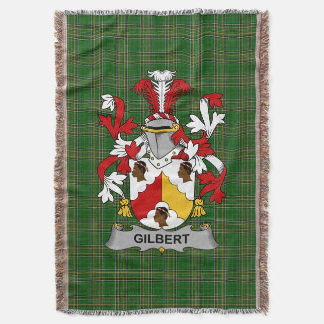  Irish Gilbert Coat of Arms Family Crest Ireland Throw Blanket (Front Vertical)