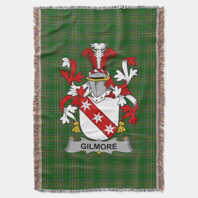  Irish Gilmore Coat of Arms Family Crest Ireland Throw Blanket (Front Vertical)