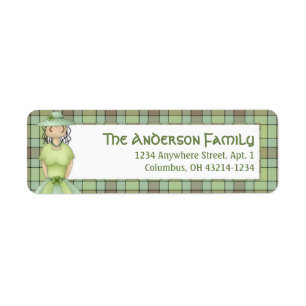 Irish Girl Doll St. Patrick's Address Label 1