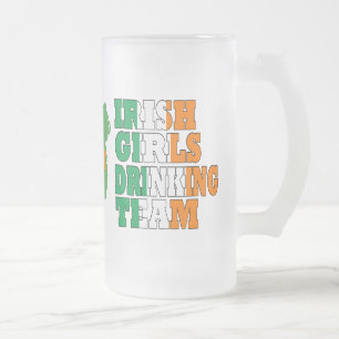 Irish girls drinking team frosted glass beer mug