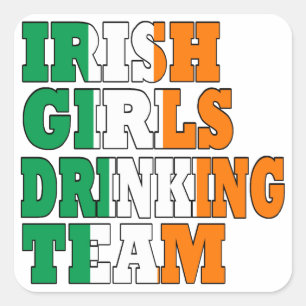Irish girls drinking team square sticker