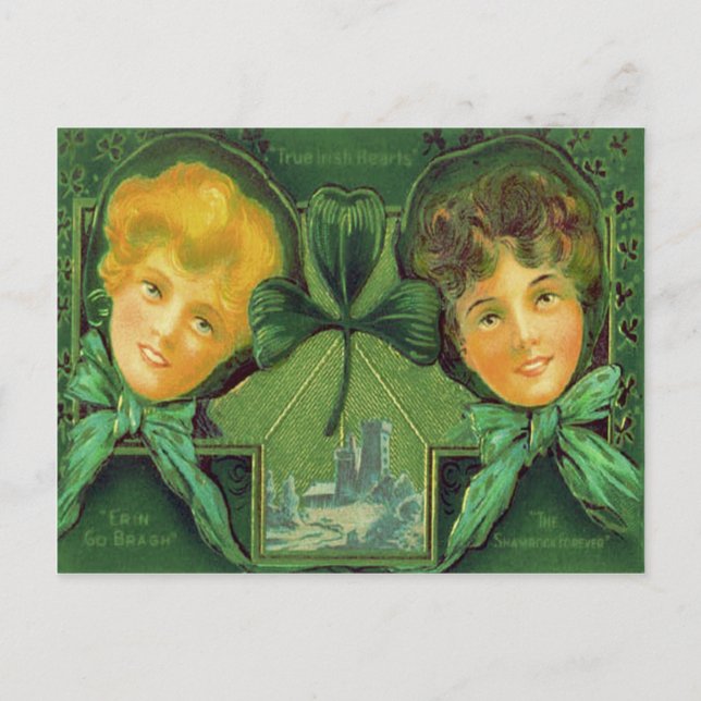 Irish Girls Shamrock Blarney Castle Postcard (Front)