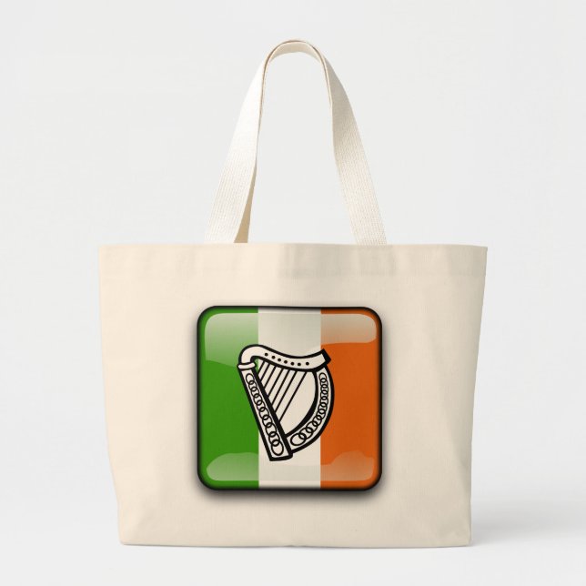 Irish glossy flag large tote bag (Front)