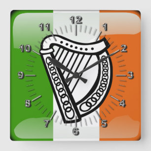 Irish glossy flag square wall clock