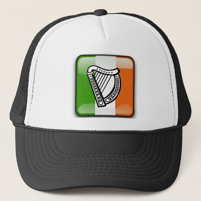 Irish glossy flag trucker hat (Front)