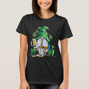Irish Gnome Drink Beer Lucky Shamrock Gnome St Pat T-Shirt