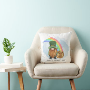Irish Gnome Pot of Gold Celtic St Patrick's Day Cushion