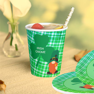 Irish Gnome Shamrock St Patricks Paper Cups