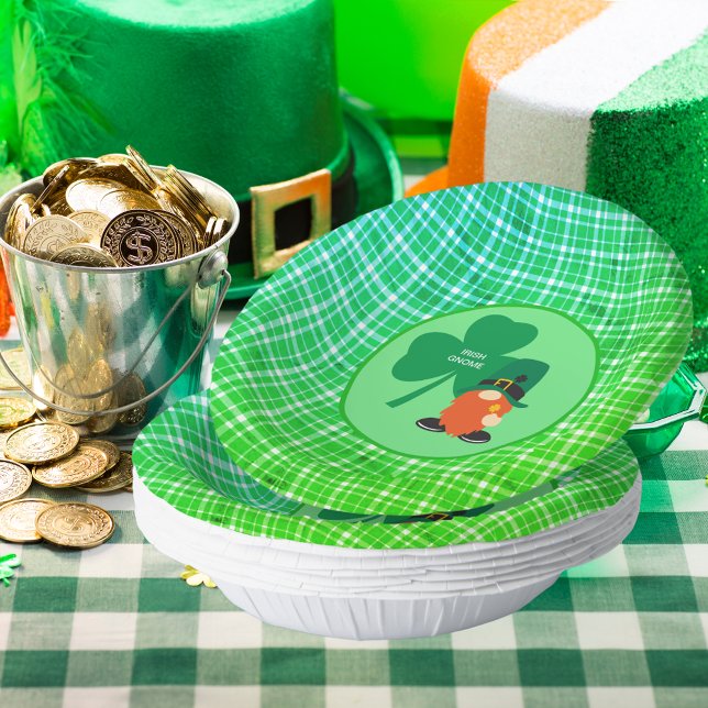 Irish Gnome Shamrock St Patrick's Paper Plate (Irish Gnome Shamrock St Patrick's Paper Bowls)