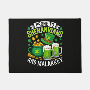 Irish Gnome St Patricks Prone to Shenanigans Doormat