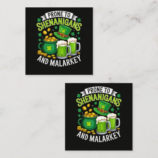 Irish Gnome St Patricks Prone to Shenanigans  Enclosure Card (Front/Back)