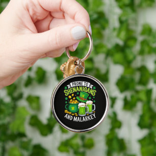 Irish Gnome St Patricks Prone to Shenanigans Key Ring