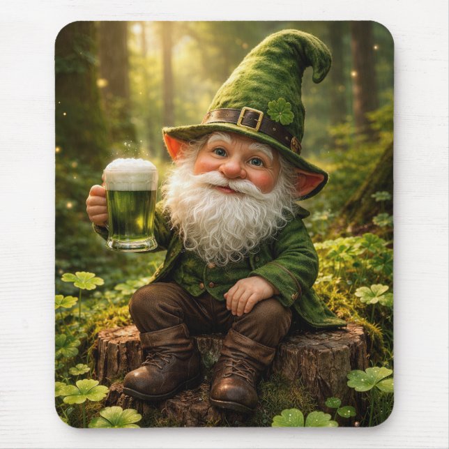 Irish Gnome With Green Beer Mouse Mat (Front)