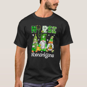Irish Gnomes Shenanigans Stethoscope Nurse St Pat T-Shirt