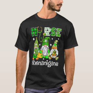 Irish Gnomes Shenanigans Stethoscope Nurse St  Pat T-Shirt