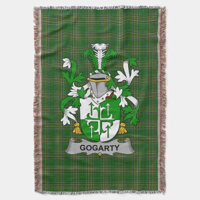  Irish Gogarty Coat of Arms Family Crest Ireland Throw Blanket (Front Vertical)