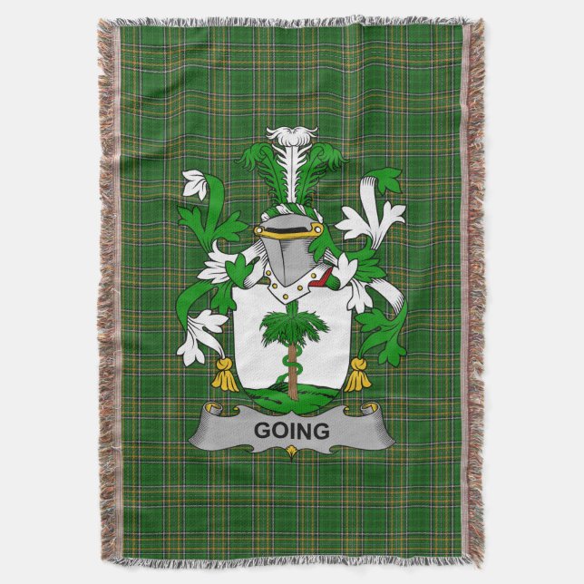  Irish Going Coat of Arms Family Crest Ireland Throw Blanket (Front Vertical)