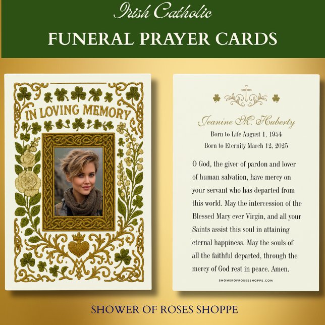 Irish Gold Claddagh Funeral Prayer Memorial Card (Creator Uploaded)