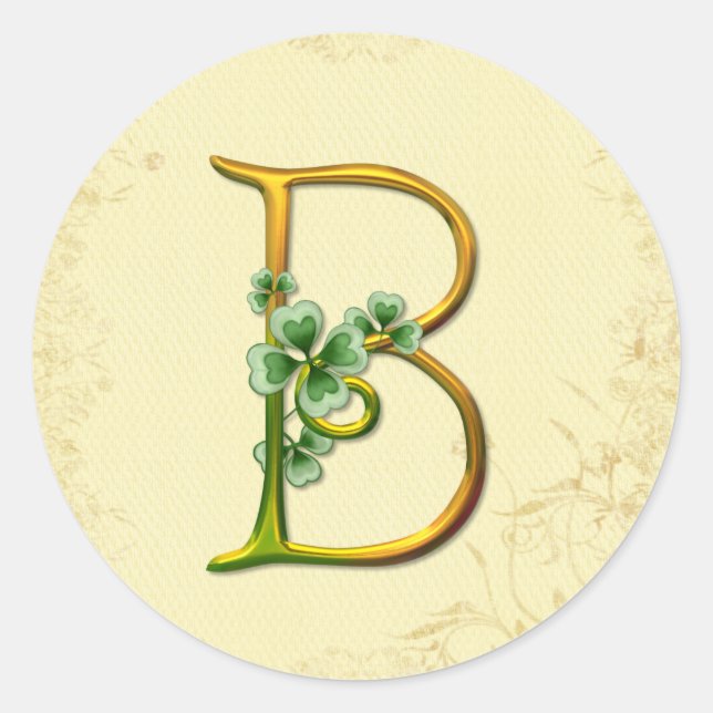 Irish Gold Monogram B Classic Round Sticker (Front)