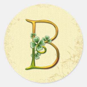 Irish Gold Monogram B Classic Round Sticker