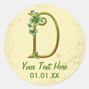 Irish Gold Monogram D Classic Round Sticker