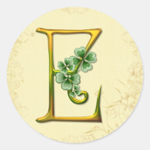 Irish Gold Monogram E Classic Round Sticker